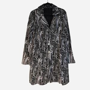 Bisous Bisous Black white paisley print coat size XL